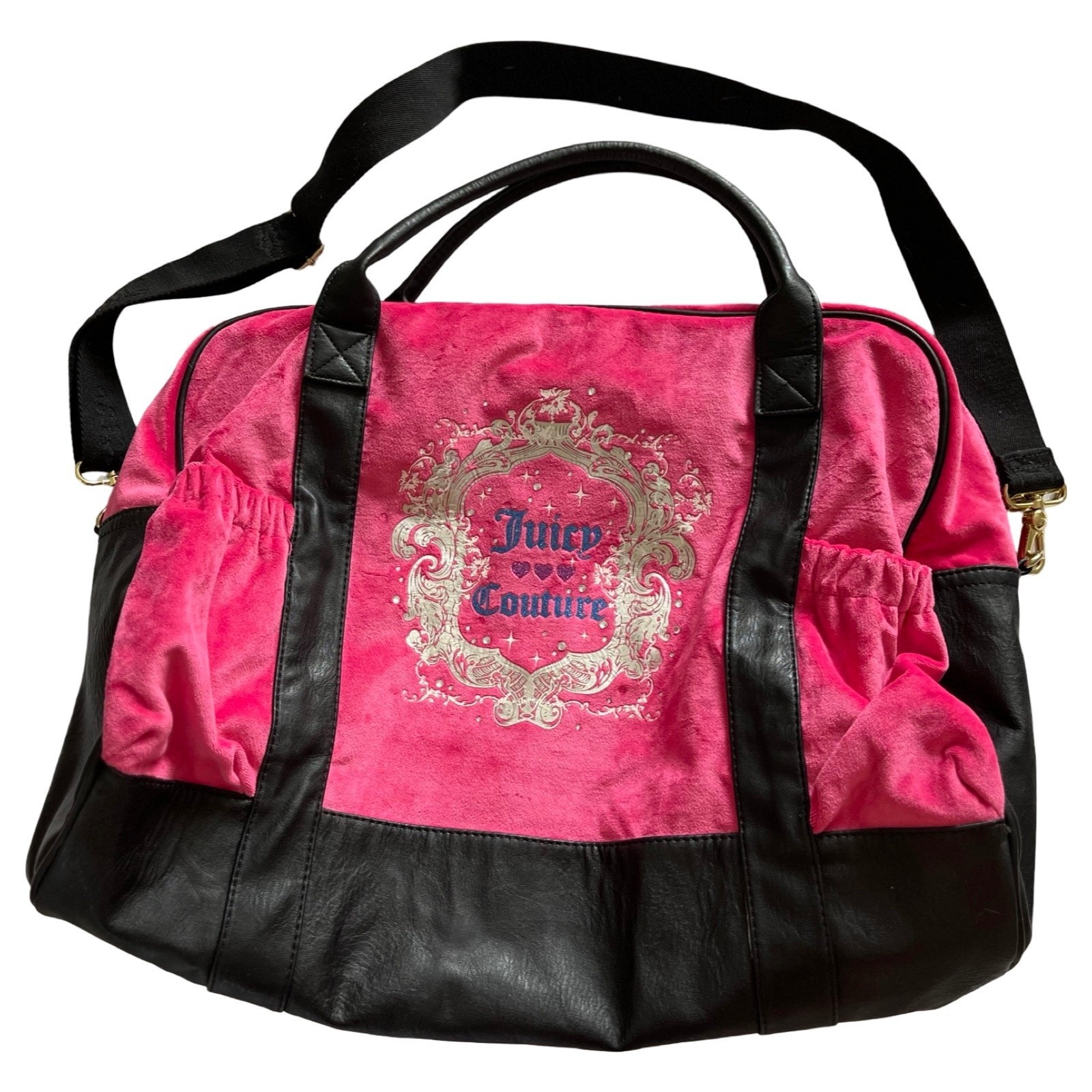 Juicy Couture Velour Travel Weekender Bag Hot Pink Y2k Barbiecore 2000s